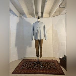 Large American Eagle Seriously Soft Oxford in White with Navy Flowers